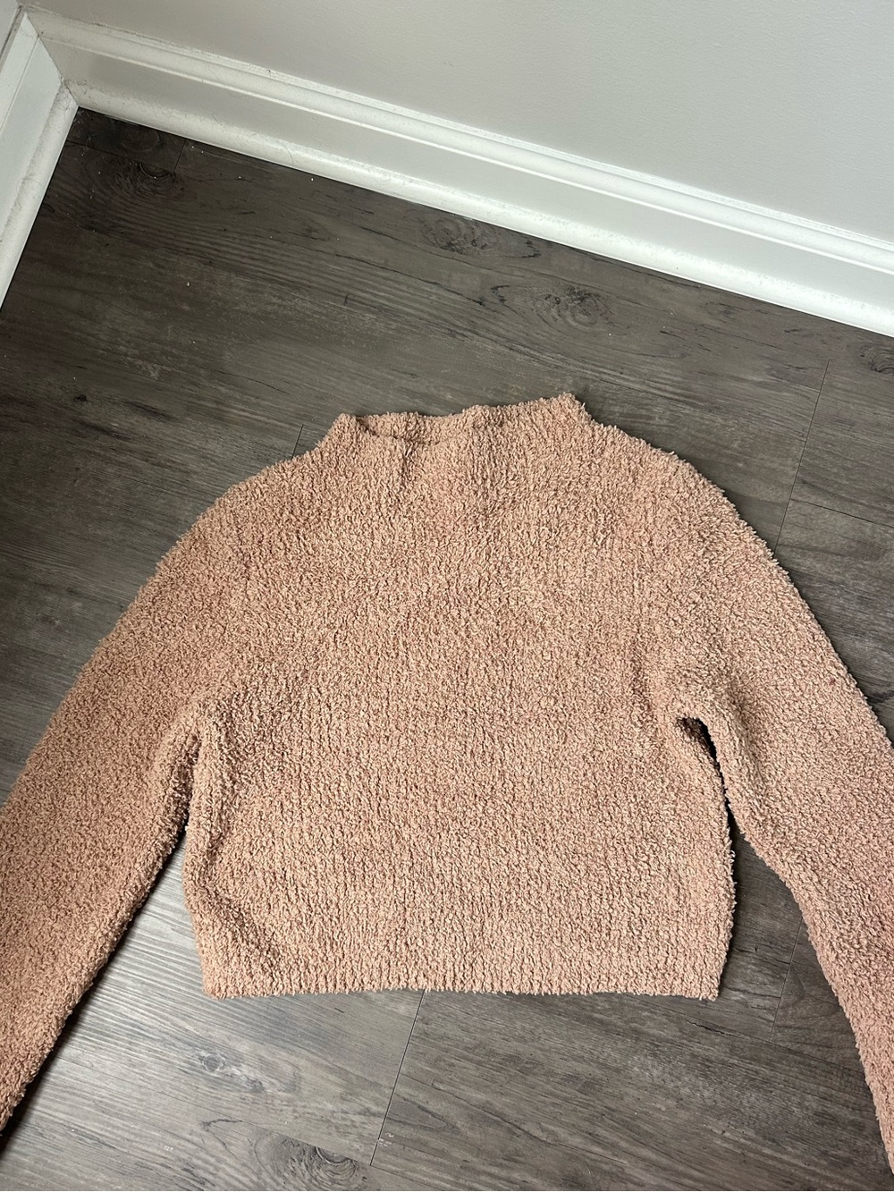 Cozy Aerie Teddy Cowl Neck Sweater Women’s Medium Cropped Plush